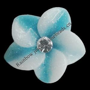 Resin Cabochons, No Hole Headwear & Costume Accessory, Flower with Acrylic Zircon 20mm, Sold by Bag