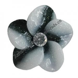 Resin Cabochons, No Hole Headwear & Costume Accessory, Flower with Acrylic Zircon 20mm, Sold by Bag