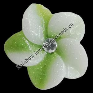 Resin Cabochons, No Hole Headwear & Costume Accessory, Flower with Acrylic Zircon 20mm, Sold by Bag