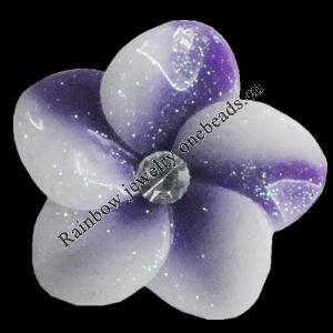 Resin Cabochons, No Hole Headwear & Costume Accessory, Flower with Acrylic Zircon 20mm, Sold by Bag