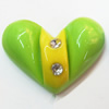 Resin Cabochons, No Hole Headwear & Costume Accessory, Heart with Acrylic Zircon 23x35mm, Sold by Bag