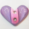 Resin Cabochons, No Hole Headwear & Costume Accessory, Heart with Acrylic Zircon 23x35mm, Sold by Bag