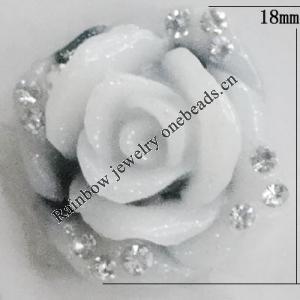 Resin Cabochons, No Hole Headwear & Costume Accessory, Flower with Acrylic Zircon 18mm, Sold by Bag