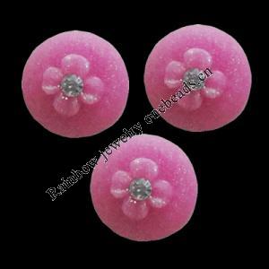 Resin Cabochons, No Hole Headwear & Costume Accessory, Flat Round with Acrylic Zircon 12mm, Sold by Bag