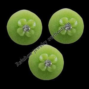 Resin Cabochons, No Hole Headwear & Costume Accessory, Flat Round with Acrylic Zircon 12mm, Sold by Bag