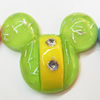 Resin Cabochons, No Hole Headwear & Costume Accessory, Animal Head with Acrylic Zircon 31x37mm, Sold by Bag