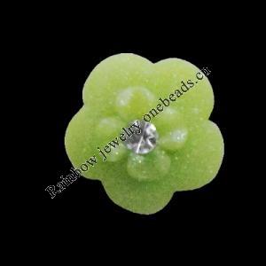 Resin Cabochons, No Hole Headwear & Costume Accessory, Flower with Acrylic Zircon 12mm, Sold by Bag