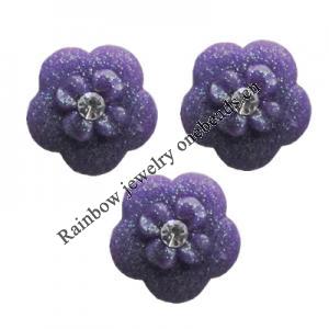 Resin Cabochons, No Hole Headwear & Costume Accessory, Flower with Acrylic Zircon 12mm, Sold by Bag