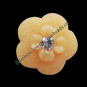 Resin Cabochons, No Hole Headwear & Costume Accessory, Flower with Acrylic Zircon 12mm, Sold by Bag