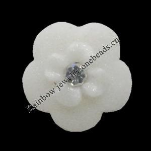 Resin Cabochons, No Hole Headwear & Costume Accessory, Flower with Acrylic Zircon 12mm, Sold by Bag