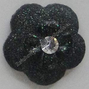 Resin Cabochons, No Hole Headwear & Costume Accessory, Flower with Acrylic Zircon 12mm, Sold by Bag