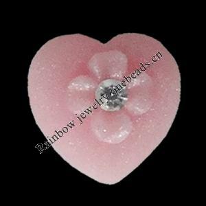 Resin Cabochons, No Hole Headwear & Costume Accessory, Heart with Acrylic Zircon 12mm, Sold by Bag