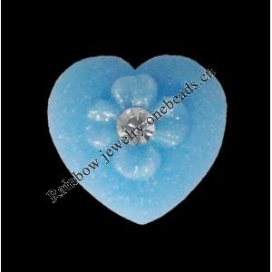 Resin Cabochons, No Hole Headwear & Costume Accessory, Heart with Acrylic Zircon 12mm, Sold by Bag