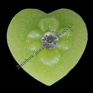 Resin Cabochons, No Hole Headwear & Costume Accessory, Heart with Acrylic Zircon 12mm, Sold by Bag