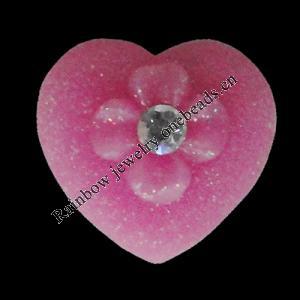 Resin Cabochons, No Hole Headwear & Costume Accessory, Heart with Acrylic Zircon 12mm, Sold by Bag