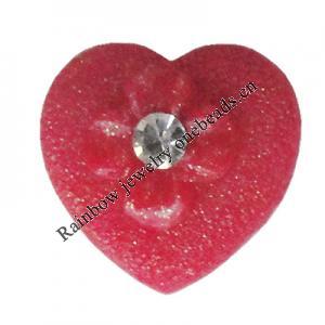 Resin Cabochons, No Hole Headwear & Costume Accessory, Heart with Acrylic Zircon 12mm, Sold by Bag