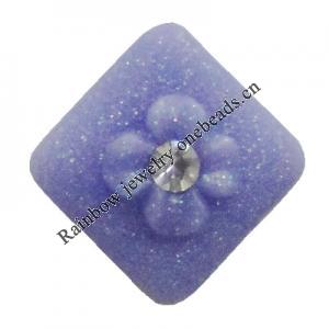 Resin Cabochons, No Hole Headwear & Costume Accessory, Diamond with Acrylic Zircon 14mm, Sold by Bag