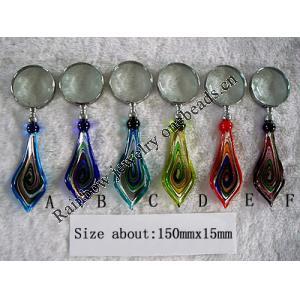 Lampwork Glass Magnifier, Leaf About About 150x15mm, Sold by PC