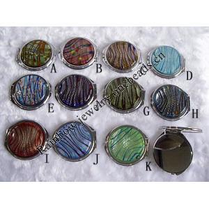 Lampwork Glass Tobacco Box, Flat Round About 50mm, Sold by PC