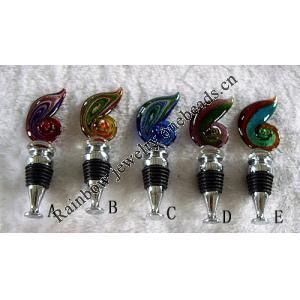 Lampwork Glass Bottle Stopper, Leaf About 100mm, Sold by PC