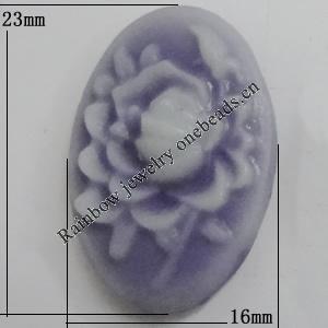 Cameos Resin Beads, No-Hole Jewelry findings, 23x16mm, Sold by Bag 