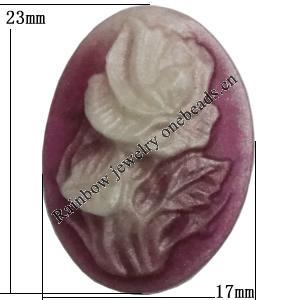 Cameos Resin Beads, No-Hole Jewelry findings, 23x17mm, Sold by Bag 