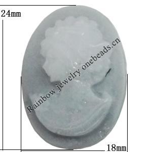 Cameos Resin Beads, No-Hole Jewelry findings, 24x18mm, Sold by Bag 