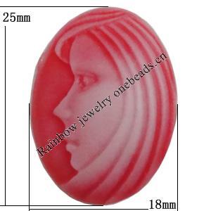 Cameos Resin Beads, No-Hole Jewelry findings, 25x18mm, Sold by Bag 