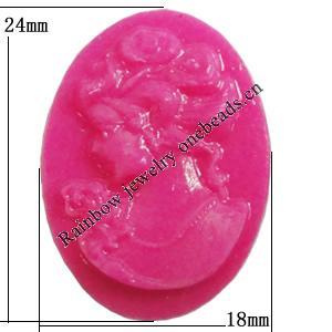 Cameos Resin Beads, No-Hole Jewelry findings, 24x18mm, Sold by Bag 