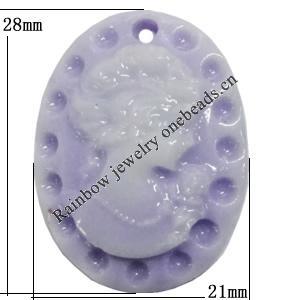 Cameos Resin Beads Jewelry findings, 28x21mm, Sold by Bag 