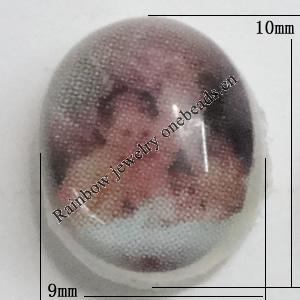 Resin Beads, No-Hole Jewelry findings, The other side is flat 10x9mm, Sold by Bag