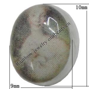 Resin Beads, No-Hole Jewelry findings, The other side is flat 10x9mm, Sold by Bag