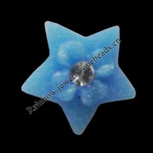 Resin Cabochons, No Hole Headwear & Costume Accessory, Star with Acrylic Zircon 12mm, Sold by Bag