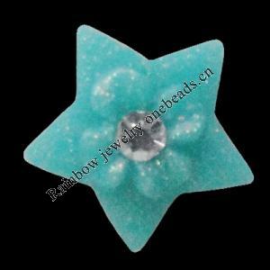 Resin Cabochons, No Hole Headwear & Costume Accessory, Star with Acrylic Zircon 12mm, Sold by Bag