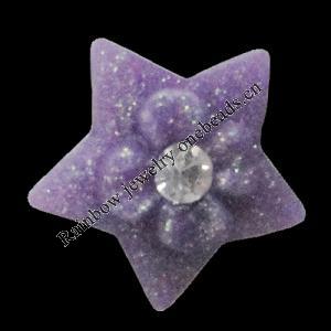 Resin Cabochons, No Hole Headwear & Costume Accessory, Star with Acrylic Zircon 12mm, Sold by Bag