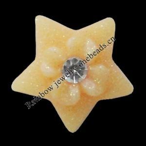 Resin Cabochons, No Hole Headwear & Costume Accessory, Star with Acrylic Zircon 12mm, Sold by Bag