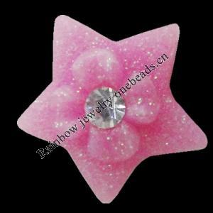 Resin Cabochons, No Hole Headwear & Costume Accessory, Star with Acrylic Zircon 12mm, Sold by Bag