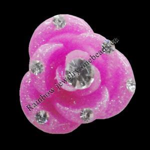 Resin Cabochons, No Hole Headwear & Costume Accessory, Flower with Acrylic Zircon 14mm, Sold by Bag