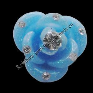 Resin Cabochons, No Hole Headwear & Costume Accessory, Flower with Acrylic Zircon 14mm, Sold by Bag