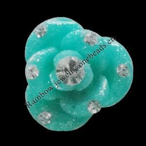 Resin Cabochons, No Hole Headwear & Costume Accessory, Flower with Acrylic Zircon 14mm, Sold by Bag