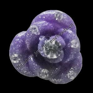 Resin Cabochons, No Hole Headwear & Costume Accessory, Flower with Acrylic Zircon 14mm, Sold by Bag