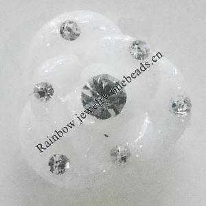 Resin Cabochons, No Hole Headwear & Costume Accessory, Flower with Acrylic Zircon 14mm, Sold by Bag