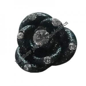 Resin Cabochons, No Hole Headwear & Costume Accessory, Flower with Acrylic Zircon 14mm, Sold by Bag