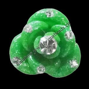 Resin Cabochons, No Hole Headwear & Costume Accessory, Flower with Acrylic Zircon 14mm, Sold by Bag