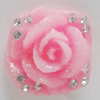 Resin Cabochons, No Hole Headwear & Costume Accessory, Flower with Acrylic Zircon 18mm, Sold by Bag