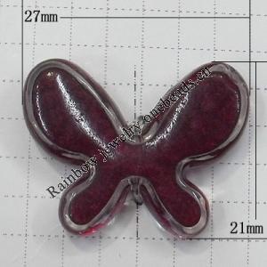 Resin Beads, Butterfly 27x21mm Hole:1.5mm, Sold by Bag