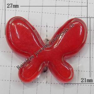 Resin Beads, Butterfly 27x21mm Hole:1.5mm, Sold by Bag