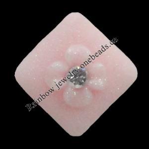 Resin Cabochons, No Hole Headwear & Costume Accessory, Diamond with Acrylic Zircon 14mm, Sold by Bag