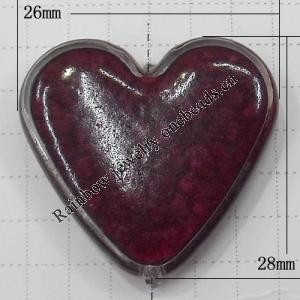 Resin Beads, Heart 26x28mm Hole:1.5mm, Sold by Bag