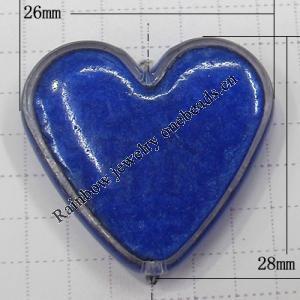 Resin Beads, Heart 26x28mm Hole:1.5mm, Sold by Bag